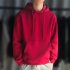 Men Kangaroo Pocket Plain Colour Sweaters Hoodies for Winter Sports Casual  white L