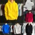 Men Kangaroo Pocket Plain Colour Sweaters Hoodies for Winter Sports Casual  yellow M