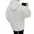 Men Kangaroo Pocket Plain Colour Sweaters Hoodies for Winter Sports Casual  white M