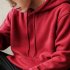 Men Kangaroo Pocket Plain Colour Sweaters Hoodies for Winter Sports Casual  red XXXL