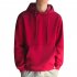 Men Kangaroo Pocket Plain Colour Sweaters Hoodies for Winter Sports Casual  red XXXL