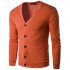 Men Knitted Sweater Fashion V neck Solid Color Cardigan Tops Long Sleeves Casual Single Breasted Sweater Black M