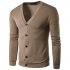 Men Knitted Sweater Fashion V neck Solid Color Cardigan Tops Long Sleeves Casual Single Breasted Sweater Black M