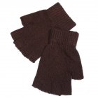 Men Knitted Wool Outdoor Indoor Warm Fingerless Half Finger Mittens Riding Gloves Coffee color Free size