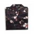 Men Lapel Short Sleeves T shirt Retro Hawaiian Floral Printing Beach Shirt Loose Cardigan Tops 1321  black M