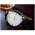 Men Large Dial Business Fashion Belt Quartz Watch Black Dial Watch