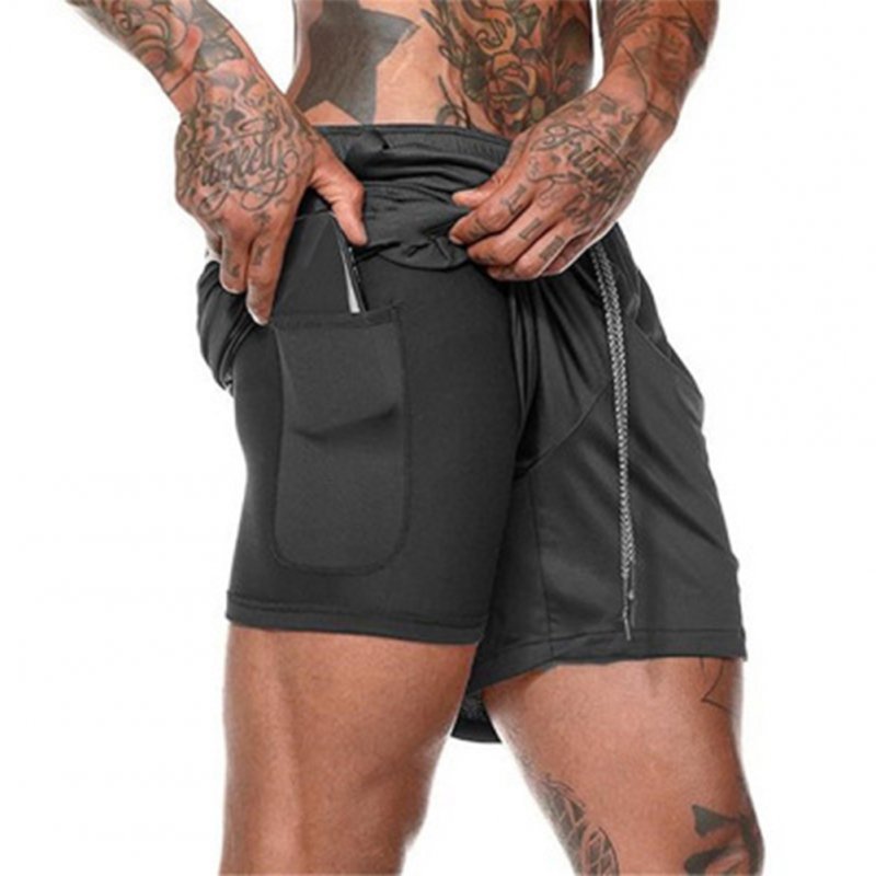 Men Large Size Fitness Training Jogging Sports Quick-drying Shorts black_XL