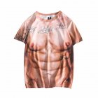 Men Large Size Shirt Funny 3d Muscle Printing Short Sleeves Tops Round Neck Casual T-shirt 2052 M