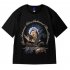Men Large Size T shirt Summer Short Sleeves Round Neck Couple Tops Loose Casual Trendy Printing Shirt 1914 white 4XL