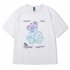 Men Large Size T shirt Summer Short Sleeves Round Neck Couple Tops Loose Casual Trendy Printing Shirt 1914 white 4XL
