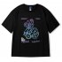 Men Large Size T shirt Summer Short Sleeves Round Neck Couple Tops Loose Casual Trendy Printing Shirt 1914 white 4XL