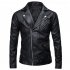 Men Leather Jacket Slim Fit Motorcycle Jacket Zipper Casual Coat Spring Autumn Winter black XL