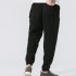 Men Leisure Pants Double Wrinkle Pants Large Size Slim Casual Trousers Navy L