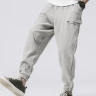 Men Leisure Pants Double Wrinkle Pants Large Size Slim Casual Trousers gray XXL