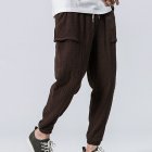 Men Leisure Pants Double Wrinkle Pants Large Size Slim Casual Trousers brown_L