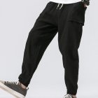 Men Leisure Pants Double Wrinkle Pants Large Size Slim Casual Trousers black XL
