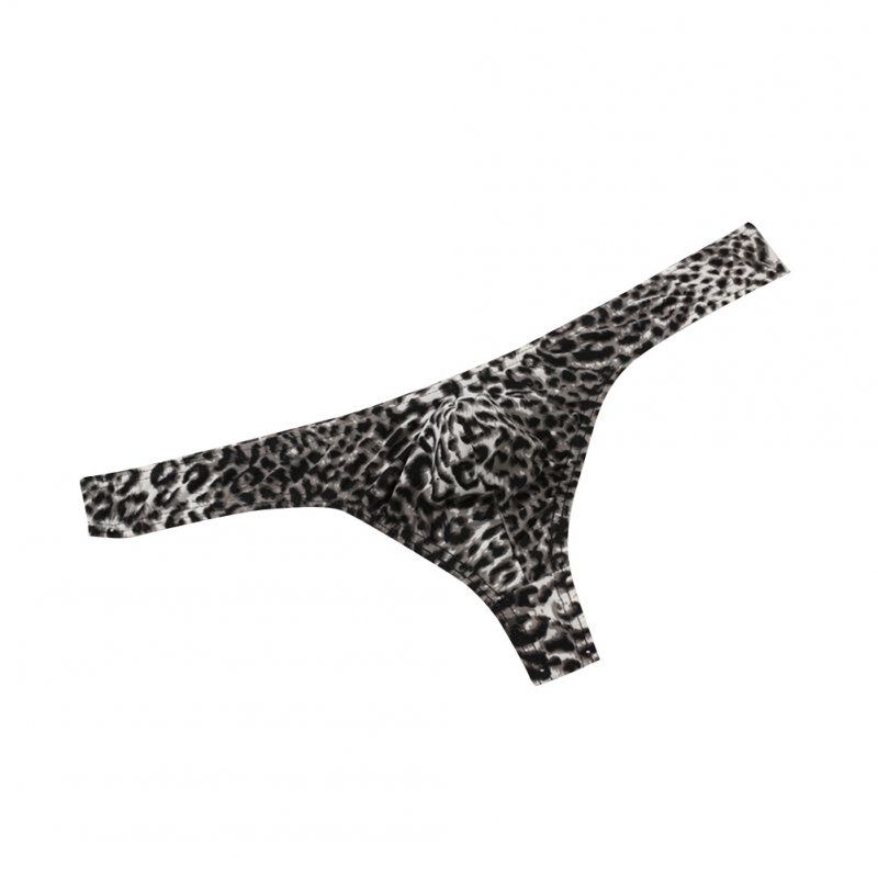 Men Leopard Print Sexy Briefs with Convex Pouch T-back black_XL