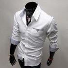 Men Long Sleeve Fashion Slim Casual Thin Plaid Shirt white_M