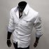 Men Long Sleeve Fashion Slim Casual Thin Plaid Shirt white XXL