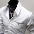 Men Long Sleeve Fashion Slim Casual Thin Plaid Shirt white XXL
