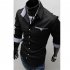 Men Long Sleeve Fashion Slim Casual Thin Plaid Shirt black 3XL