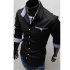 Men Long Sleeve Fashion Slim Casual Thin Plaid Shirt black XXL