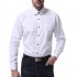 Men Long Sleeve Formal Shirt Casual Business Lapel Adults Tops with Pockets White M