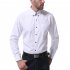 Men Long Sleeve Formal Shirt Casual Business Lapel Adults Tops with Pockets White M