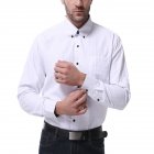Men Long Sleeve Formal Shirt Casual Business Lapel Adults Tops with Pockets White XL