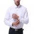 Men Long Sleeve Formal Shirt Casual Business Lapel Adults Tops with Pockets Black L