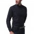 Men Long Sleeve Formal Shirt Casual Business Lapel Adults Tops with Pockets Black L
