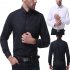 Men Long Sleeve Formal Shirt Casual Business Lapel Adults Tops with Pockets Black XL