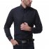 Men Long Sleeve Formal Shirt Casual Business Lapel Adults Tops with Pockets Black XL
