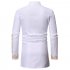 Men Long Sleeve Shirts Gilding Pattern Stand Collar Slim Shirts  white L