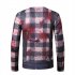 Men Long Sleeve T Shirt 3D Digital Printing Horror Theme Round Neck T shirt for Halloween plaid 2XL
