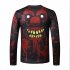 Men Long Sleeve T Shirt 3D Digital Printing Round Collar Halloween Horror Theme Tops Red L