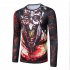 Men Long Sleeve T Shirt 3D Digital Printing Round Collar Halloween Horror Theme Tops Red 2XL
