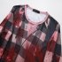 Men Long Sleeve T Shirt 3D Digital Printing Horror Theme Round Neck T shirt for Halloween plaid S