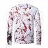 Men Long Sleeve T Shirt Halloween 3D Digital Printing Horror Theme Round Neck T shirt White XL