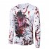 Men Long Sleeve T Shirt Halloween 3D Digital Printing Horror Theme Round Neck T shirt White 2XL