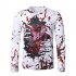Men Long Sleeve T Shirt Halloween 3D Digital Printing Horror Theme Round Neck T shirt White XL