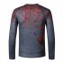 Men Long Sleeve T shirt 3d Digital Printing Halloween Series Horror Theme Long Sleeved Round Neck Shirt Grey  L