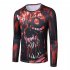 Men Long Sleeve T shirt Long Sleeved Round Neck Shirt 3d Digital Printing Halloween Series Horror Theme Shirt Red  XL