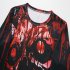 Men Long Sleeve T shirt Long Sleeved Round Neck Shirt 3d Digital Printing Halloween Series Horror Theme Shirt Red  XL