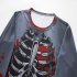 Men Long Sleeved Round Neck Shirt 3d Digital Printing Halloween Series Horror Theme Long Sleeve T shirt  Grey L