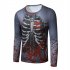 Men Long Sleeved Round Neck Shirt 3d Digital Printing Halloween Series Horror Theme Long Sleeve T shirt  Grey M