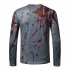 Men Long Sleeved Round Neck Shirt 3d Digital Printing Halloween Series Horror Theme Long Sleeve T shirt  Gray M