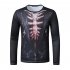 Men Long Sleeved Round Neck Shirt 3d Digital Printing Halloween Series Horror Theme Long Sleeve T shirt  Black 2XL