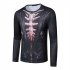 Men Long Sleeved Round Neck Shirt 3d Digital Printing Halloween Series Horror Theme Long Sleeve T shirt  Black 2XL