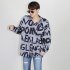 Men Long Sleeves T shirt Trendy Hip hop Style Striped Printing Tops Loose Couple Shirt grey M